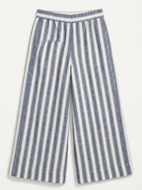 🔺️Madewell Cream & Blue Striped Huston Wide Leg Linen Pants XSmall